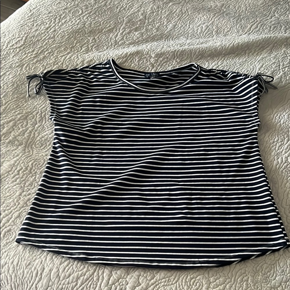 Navy and White Striped Women's Top by top ligne NWOT
